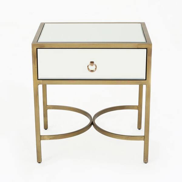 Siryen Modern Mirrored Side Table, Contemporary Mirrored Side Table