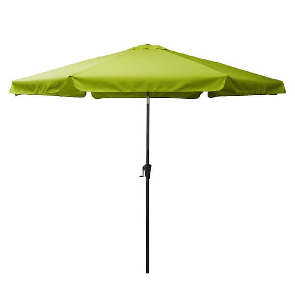 CorLiving 10 ft. Steel Market Crank Open Patio Umbrella in Lime Green
