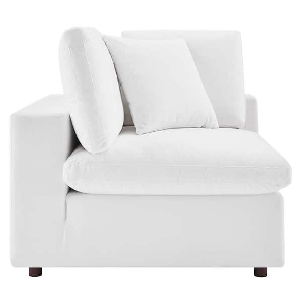 Modway Commix Down Filled Overstuffed Performance Velvet 5 Piece Sectional Sofa In White Eei 4822 Whi The Home Depot