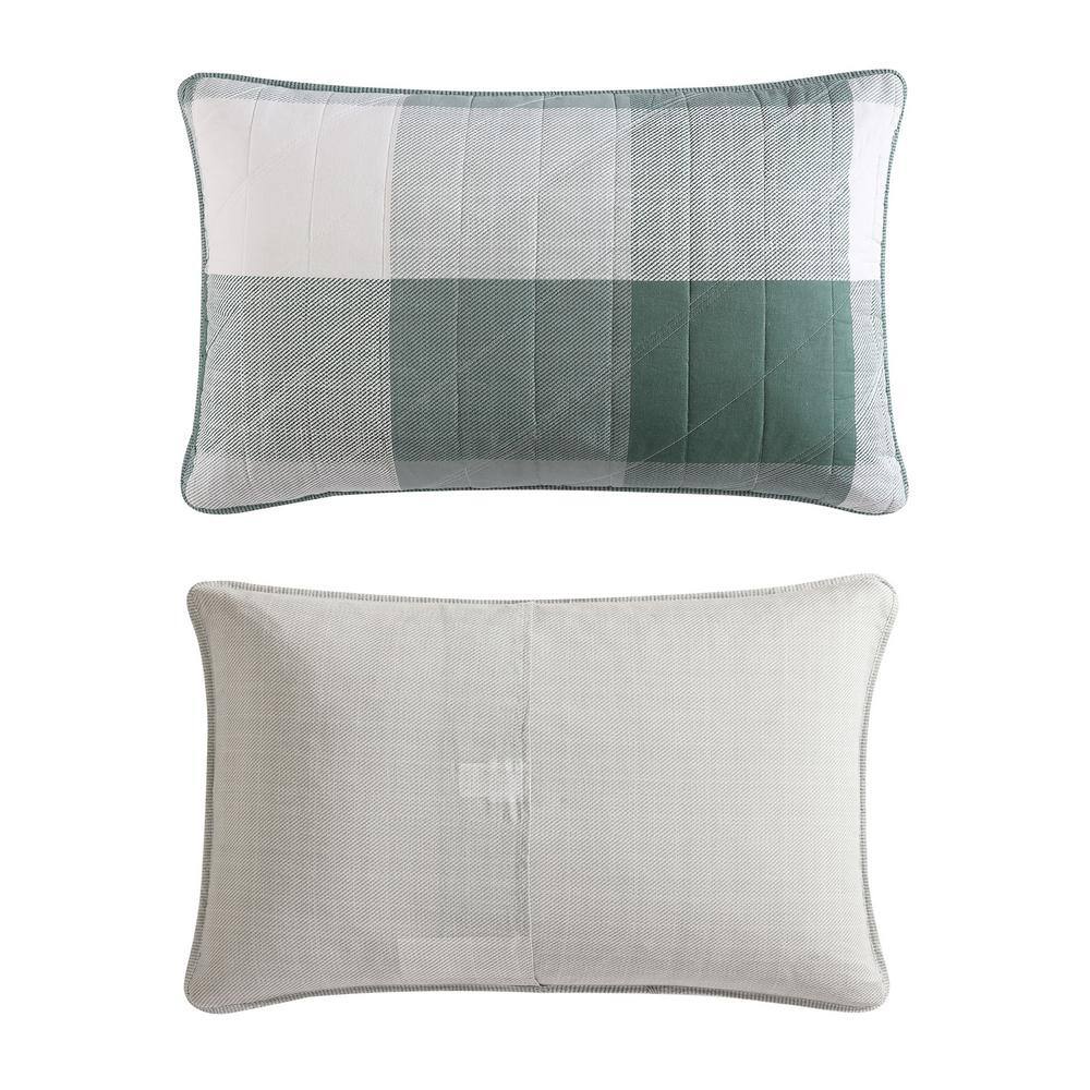 Boulder Green Cotton Twin Quilt Set with Sham