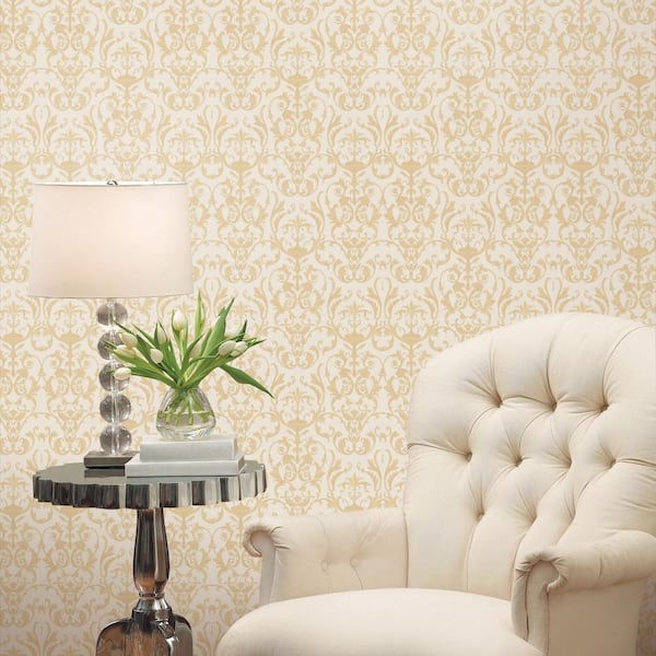 Ornamenta 2 Off White/Gold Intricate Damask Design Non-Pasted Vinyl on  Paper Material Wallpaper Roll (Covers ) 95514 - The Home Depot