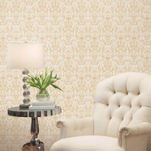 Ornamenta 2 Off White/Gold Intricate Damask Design Non-Pasted Wallpaper Roll (Cover 57.75sq. ft.)