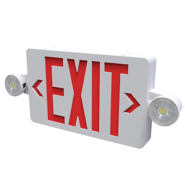 HALCO LIGHTING TECHNOLOGIES Evade 120-Volt/277-Volt Integrated LED White with Red Letter Exit Combination