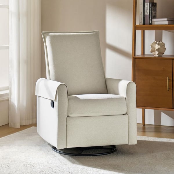 Loleta White 29.5 in. Swivel and Rocker Manual Recliner with Removable and Washable Slipcover