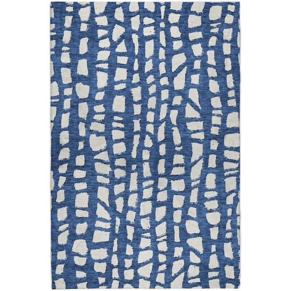 Dream Shag Premium Machine Washable Abstract ADS754 Navy 8 ft. x 10 ft. Area Rug
