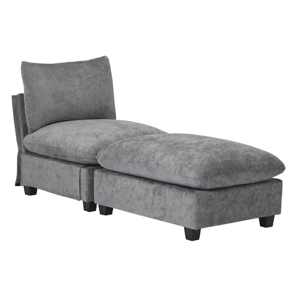 WESTINFURNITURE Lucca Plush Chenille Upholstered Armless Modular
