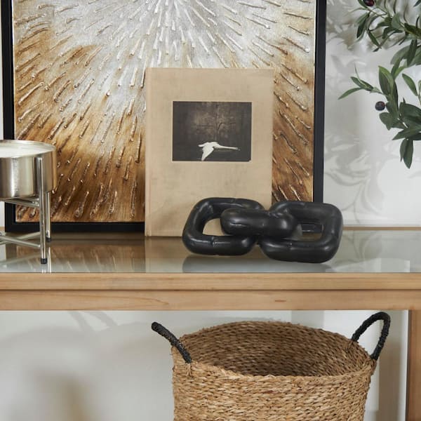 Litton Lane 5 in. x 3 in. Black Aluminum Chain Sculpture