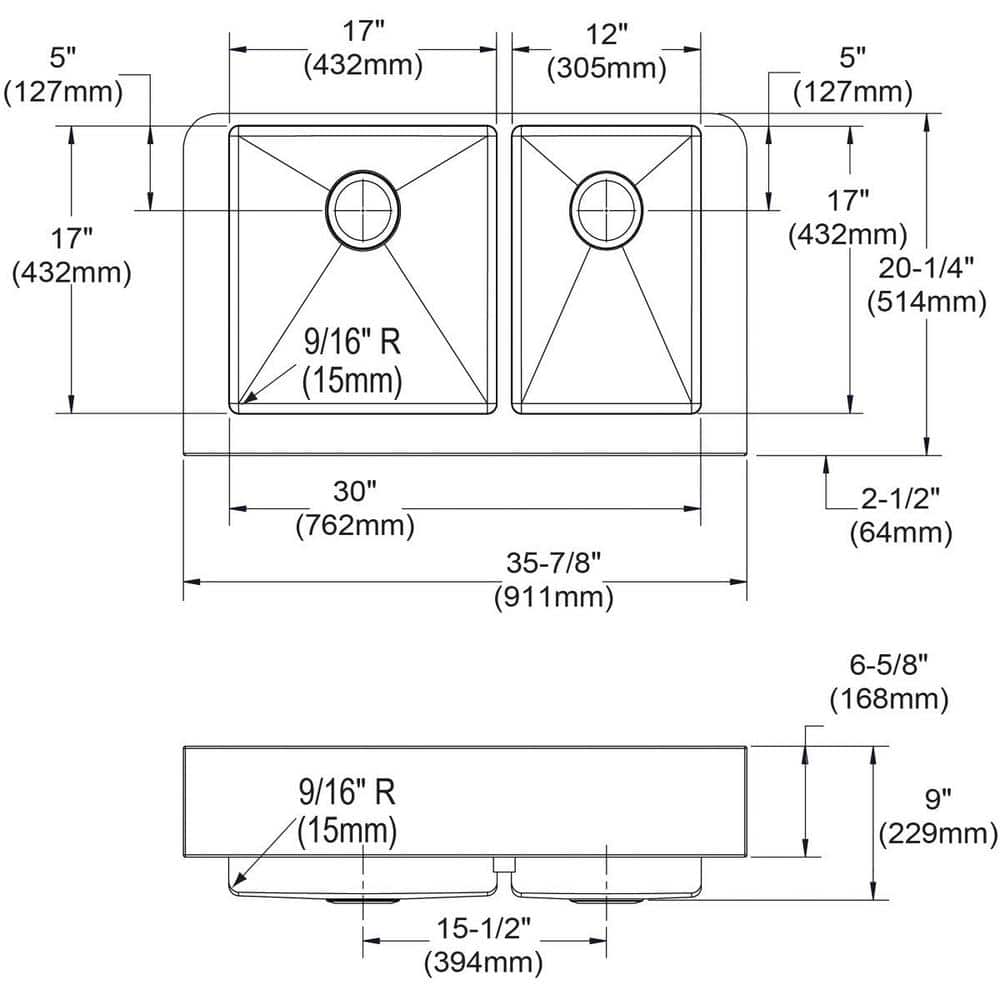 Stainless Steel Double Basin Farmhouse Kitchen Sink Kit