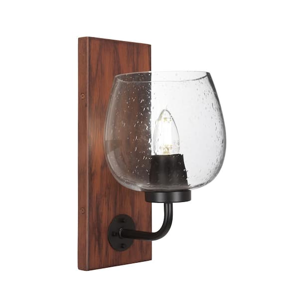 Unbranded Kirby 1-Light Matte Black and Painted Wood-look Metal Wall Sconce