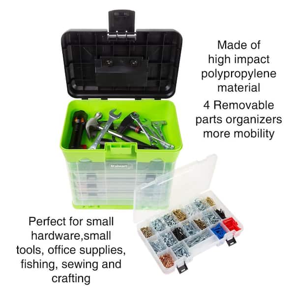 Stalwart Portable Tool Storage Box - Small Parts Organizer with 4