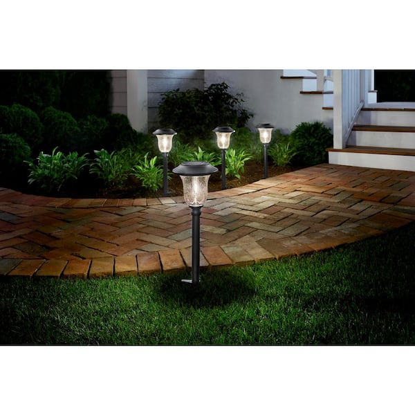 Home Decorators Collection Harper 20 Lumen Black LED Weather Resistant Outdoor Solar Path Light with Glass Lens (4-Pack)