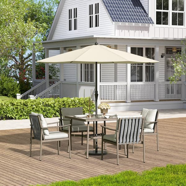 ChillPavilion Sunset Retreat Aluminum Outdoor Patio Dining Chairs with Light Gray Cushions (4-Pack)