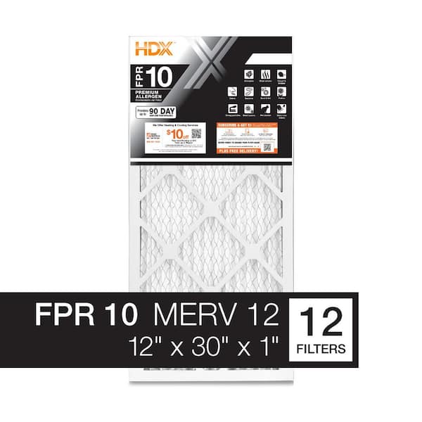 12 in. x 30 in. Premium Pleated Air Filter FPR 10, MERV 13 (12-Pack)