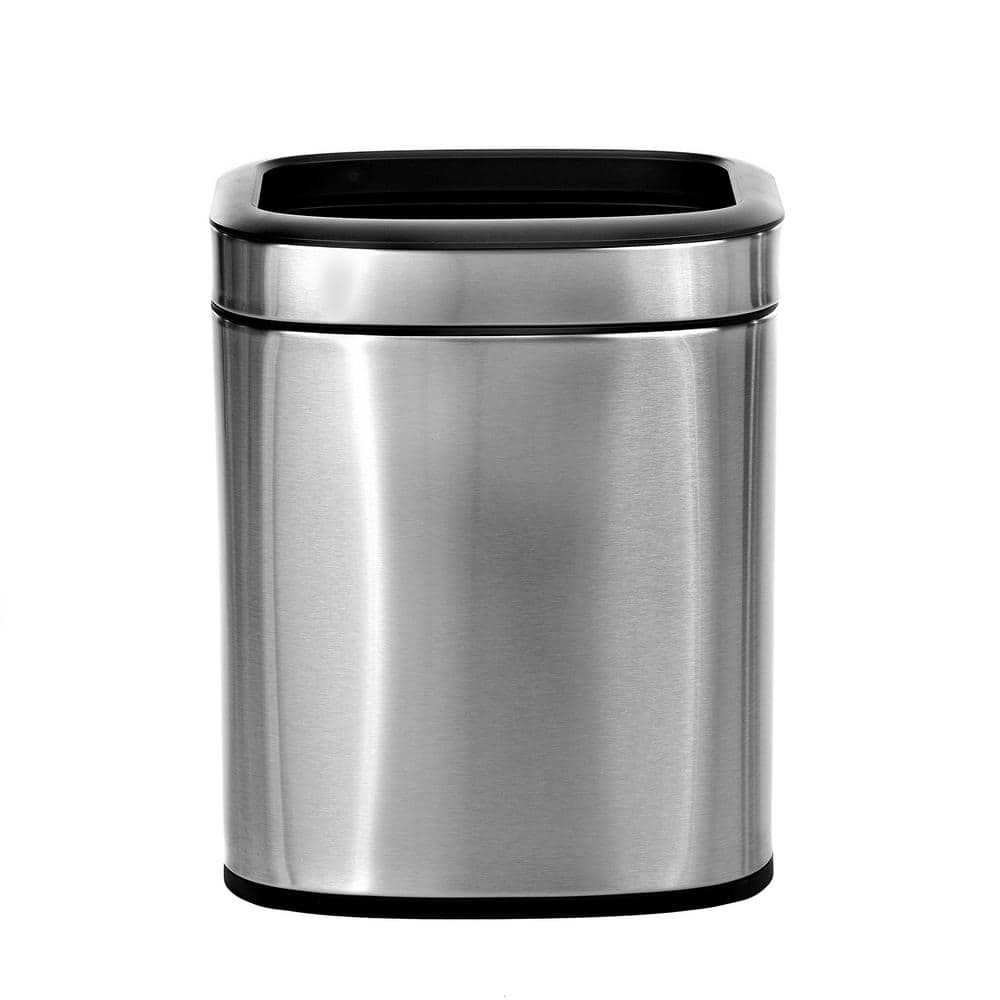 Stainless Steel Rectangular Open Top Trash Can with Liner, 2.6 Gallon