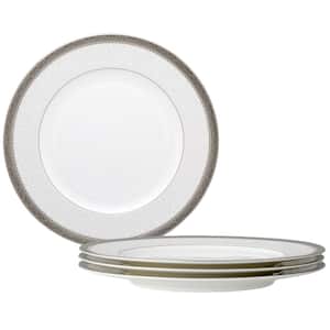 Odessa Platinum 10.5 in. (Platinum) Bone China Dinner Plates, (Set of 4)