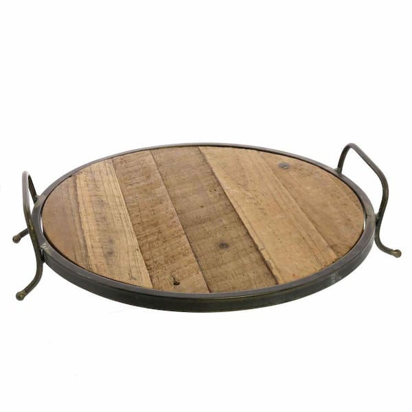 HomeRoots Amelia 16.5 in. W x 4 in. H x 14.5 in. D Round Natural/Black Other Dinnerware and Serving Storage