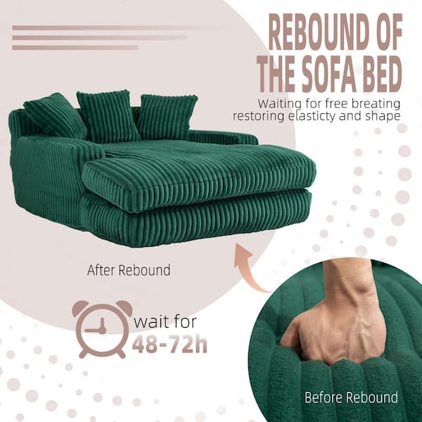 JUJABU 52 in. Emerald Corduroy Polyester 2-Seater Loveseat with 3