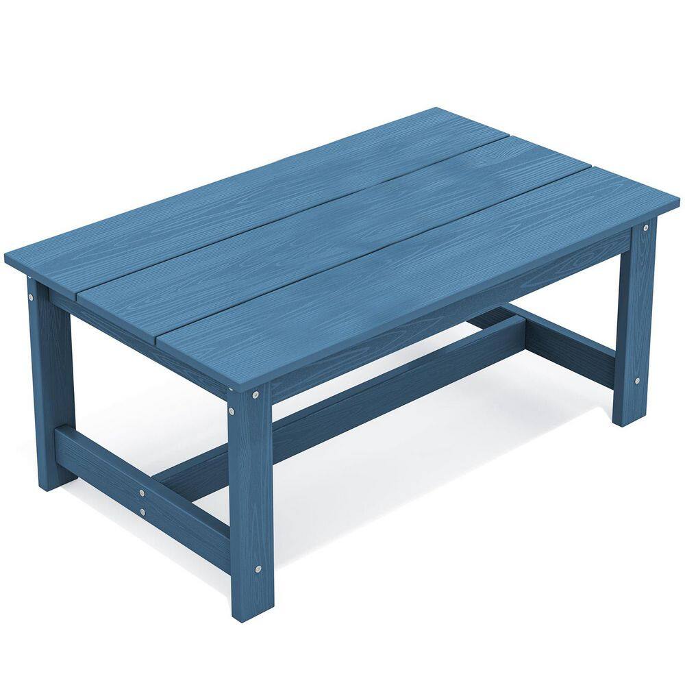 HDPE Patio Coffee Table, Rectangle Outdoor Coffee Table, All-Weather for Ba