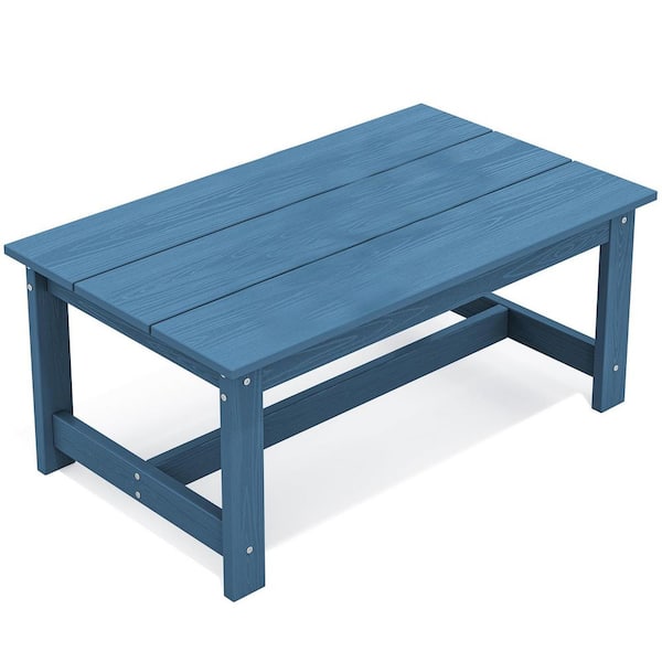 Unbranded HDPE Patio Coffee Table, Rectangle Outdoor Coffee Table, All-Weather for Balcony, Poolside, Deck, Garden, Blue