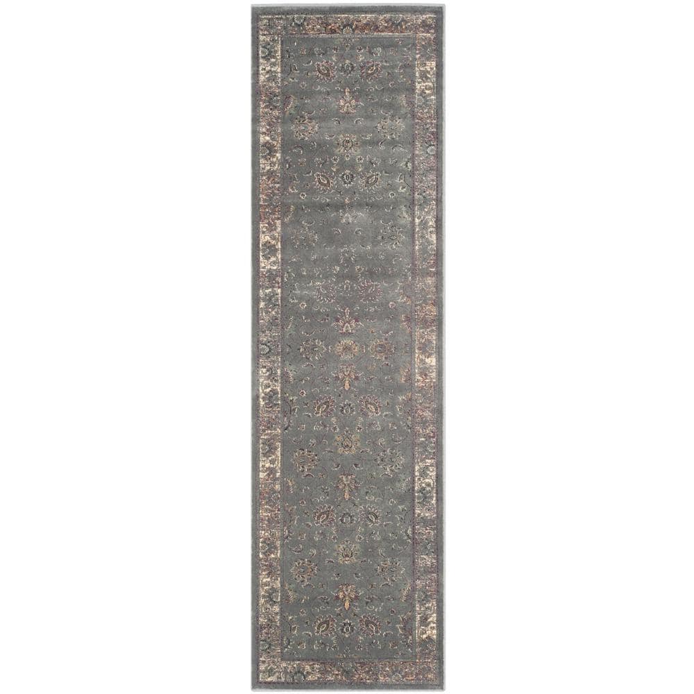 Vintage Gray and Multi-Color Viscose Cotton Runner Rug 2'2" x 12'