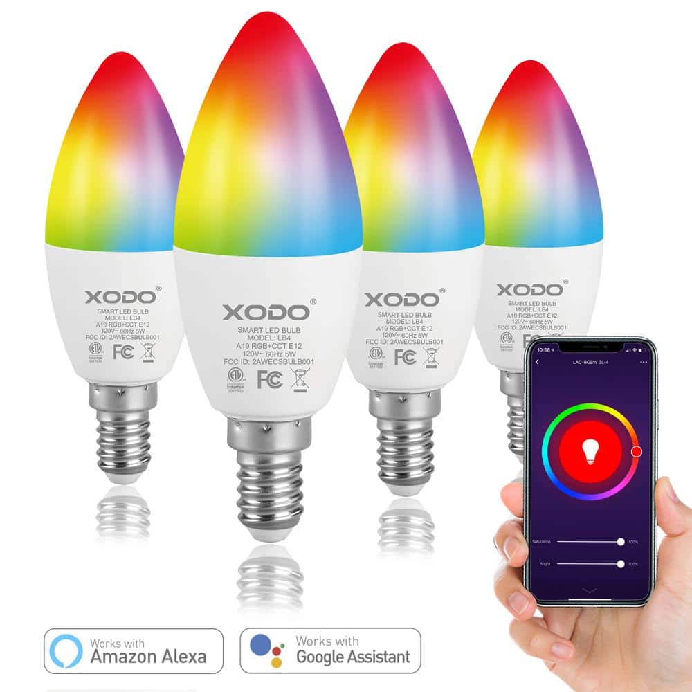 Smart Light Bulb Dimmable 40W Equivalent WiFi Light Bulbs Compatible with Alexa and Google Home Chandelier Light Bulbs Great for Ceiling Fan 2700K 2-Pack Smart Bulb Candelabra LED Bulb