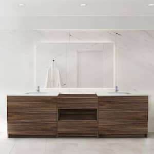 Element 102 in. W x 22 in. D x 35 in. H Double Sink Bath Vanity in Dark Walnut with Galaxy White Quartz Top