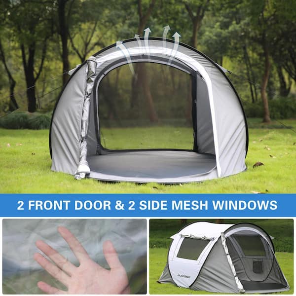 EchoSmile Echo Smile 2-Person White and Grey Pop-Up Camping Tent
