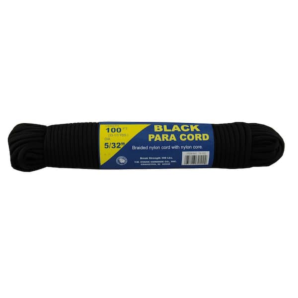 T.W. Evans Cordage Black Para Cord 100 ft. 79-102 - The Home Depot