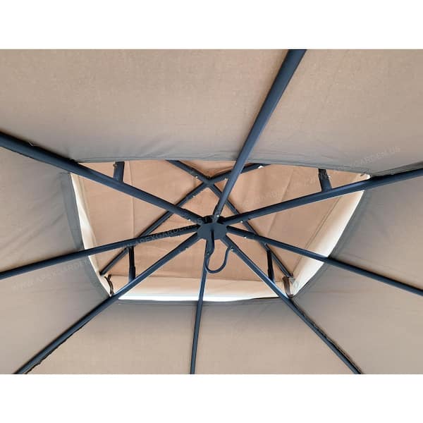 Gazebo Model #L-GZ038PST-F Top Only APEX GARDEN Canopy Top for Garden Treasures 10 ft x 10 ft Brown Metal Square Semi 