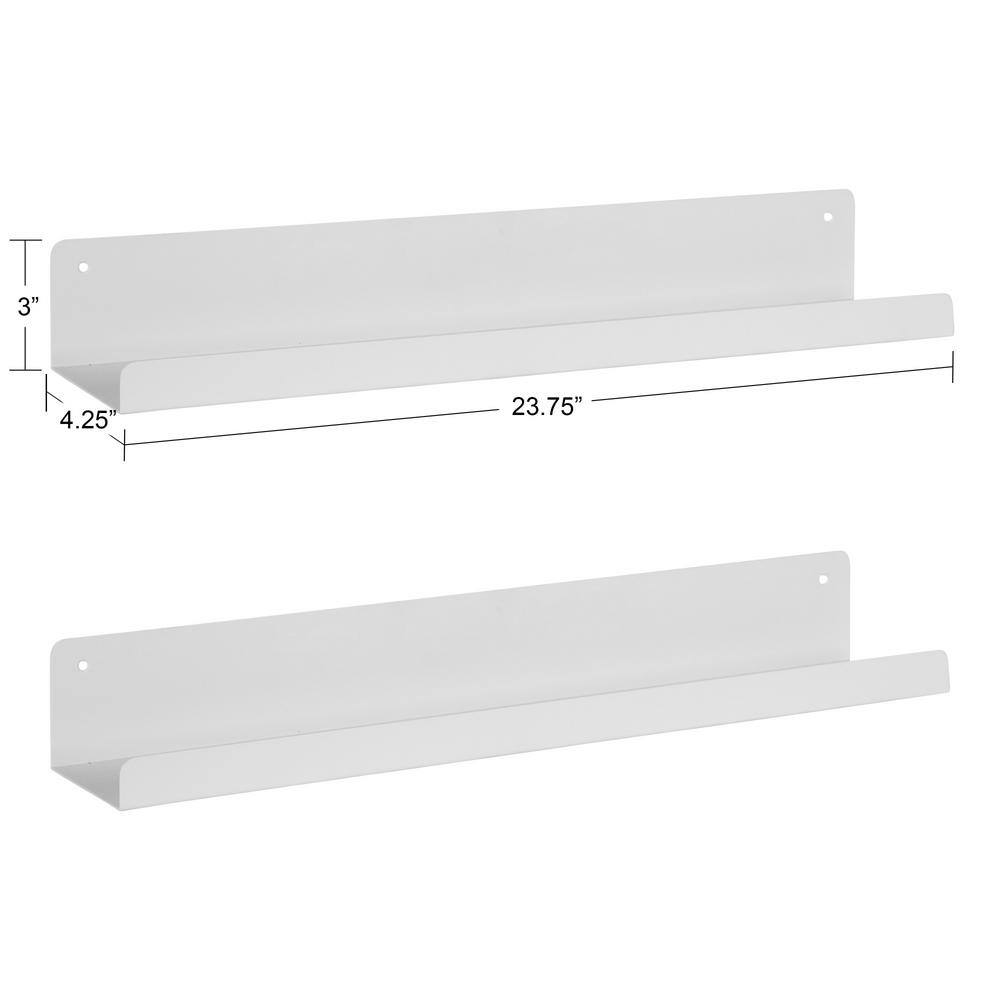 Mezzo White Metal Floating Wall Ledge Shelf Set