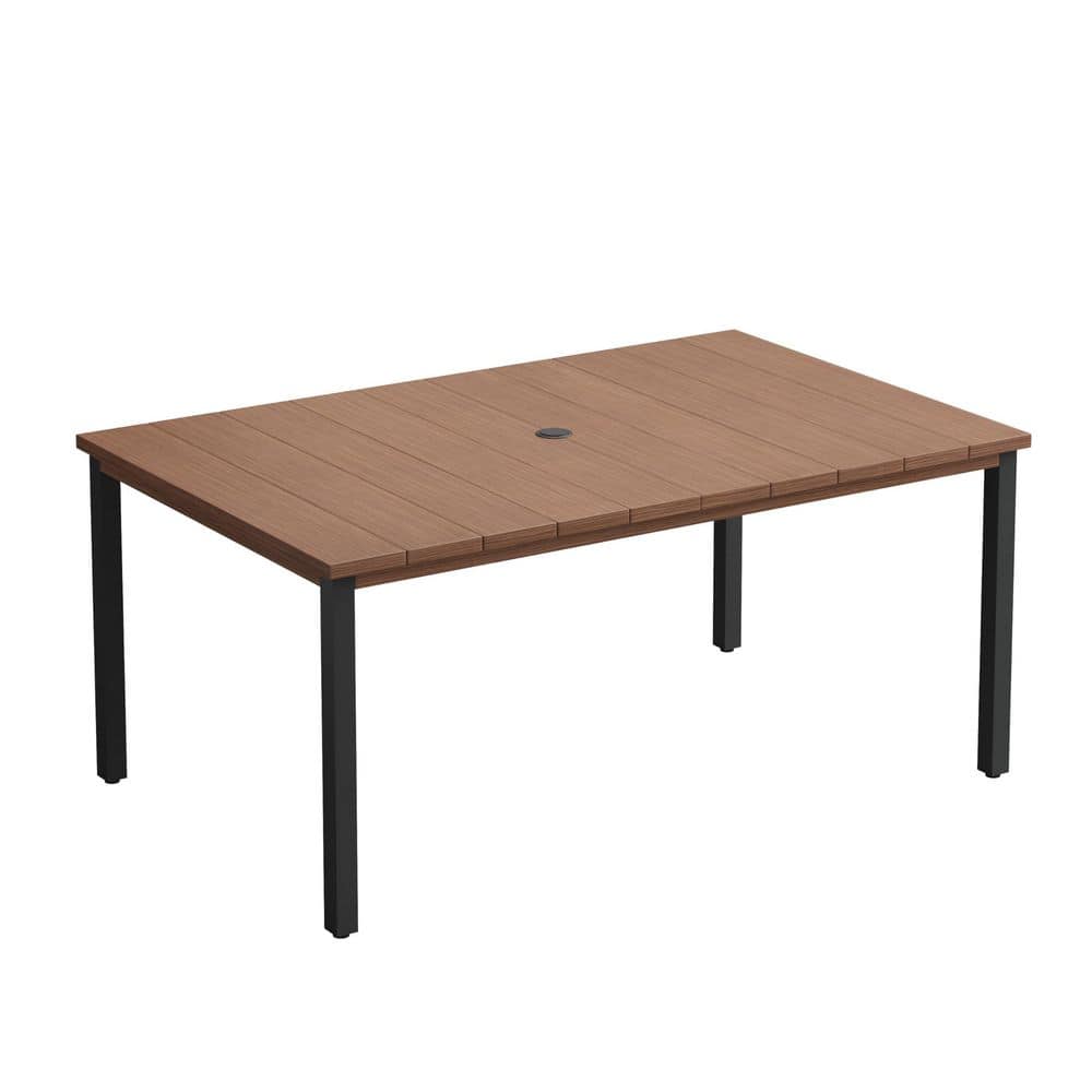 YAMA Table ウォルナット vicllax 63 in. Walnut Rectangular Outdoor Patio Dining Table for 6