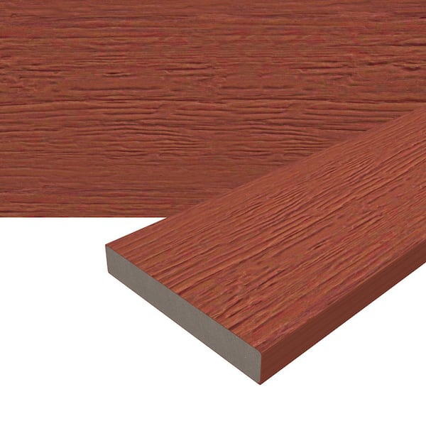 Cortes Plus 0.88 in. x 5.43 in. x 1 ft. Rustic and Wood Grain Swedish Red Composite Decking Board SAMPLE