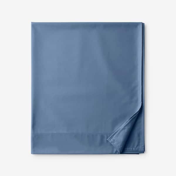 The Company Store Company Cotton Rayon Made From Bamboo Blue Horizon 300-Thread Count Sateen King Flat Sheet