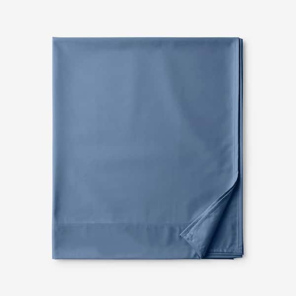 The Company Store Company Cotton Rayon Made From Bamboo Blue Horizon 300-Thread Count Sateen King/Cal King Flat Sheet