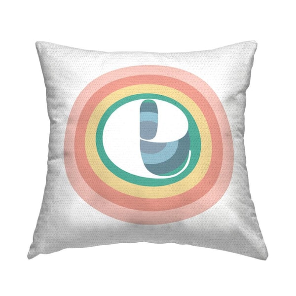 Stupell Industries Rainbow Circle Letter E Square Outdoor Throw Pillow