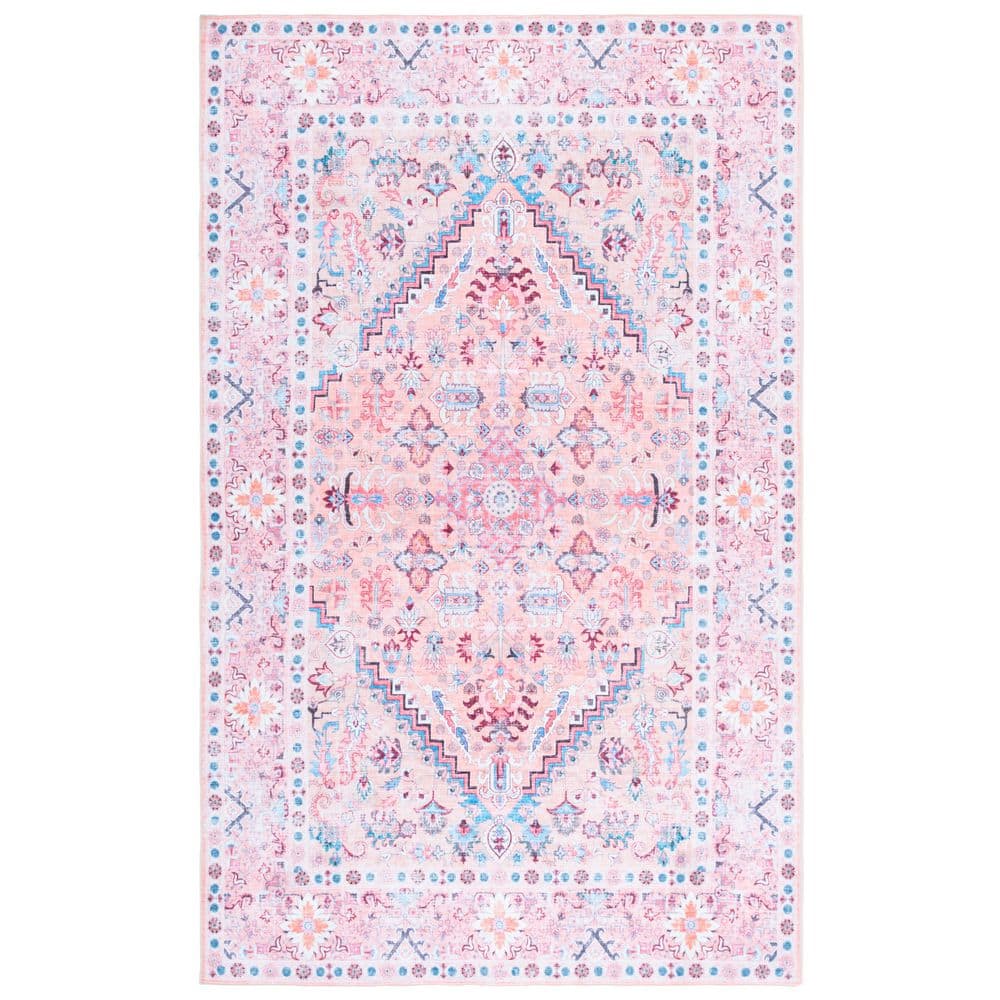 Arizona Beige/Pink 4 ft. x 6 ft. Machine Washable Ornate Floral Medallion Area Rug price history on PriceWatchPro
