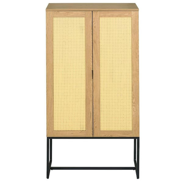 Tileon Wicker Storage Cabinet, 2-Door High Cabinet