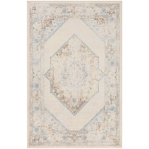 Nourison Astra Machine Washable doormat 2 ft. x 4 ft. Center medallion Traditional Area Rug