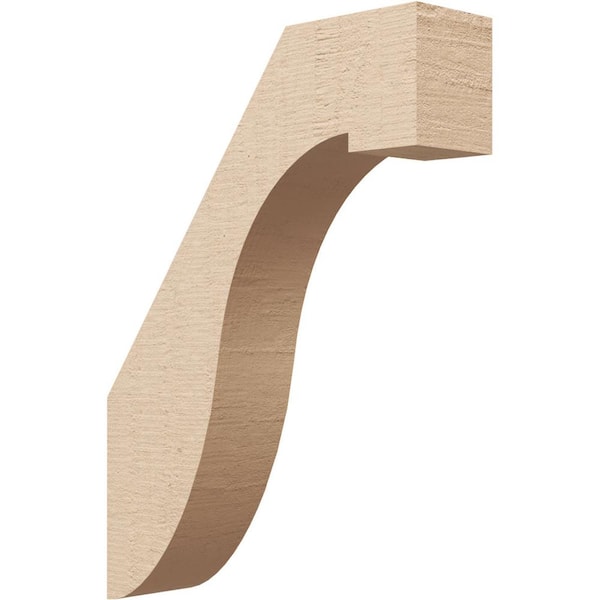 Ekena Millwork 3 in. x 16 in. x 12 in. Del Monte Rough Cedar Woodgrain Timberthane Polyurethane Knee Brace, Primed