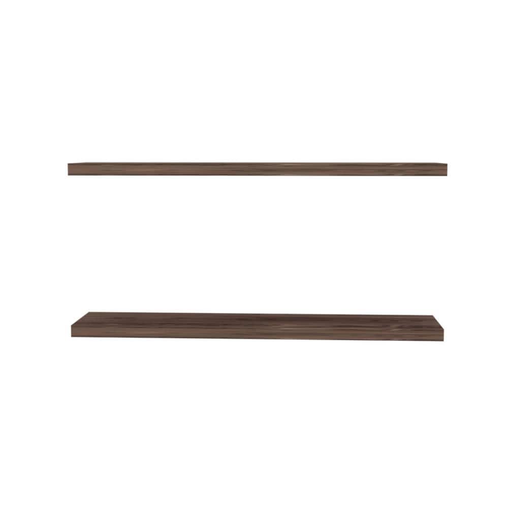 2-Sets of 47.3 in. x 9.8 in. Brown Particleboard Floating Shelves for Wall 