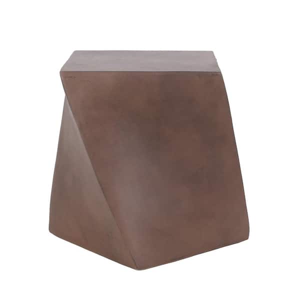 Noble House Hartwell Brown Stone Outdoor Patio Side Table