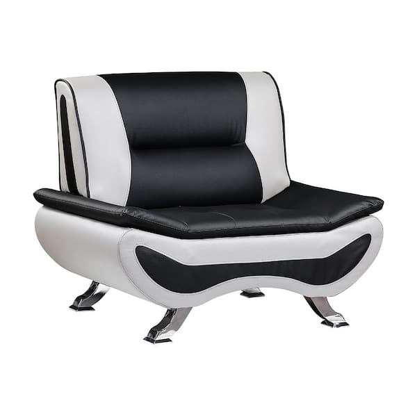 Unbranded Emerson Black and White Faux Leather Arm Chair