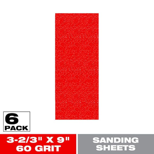 3-2/3 in. x 9 in. 1/3 Sheet 60-Grit Coarse Sandpaper (6-Pack)