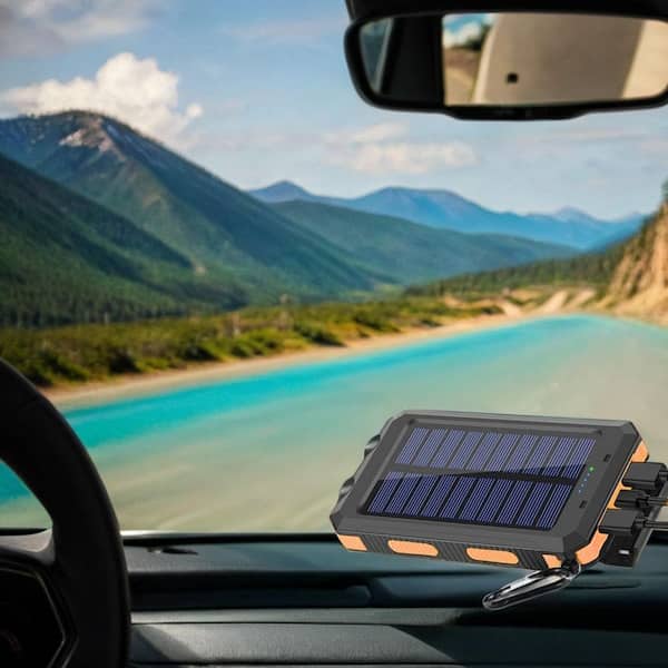 portable solar charger with flashlight