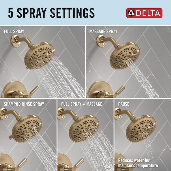 Delta Lorna Gold Single Handle 5-Spray Shower Faucet 1.75 GPM with