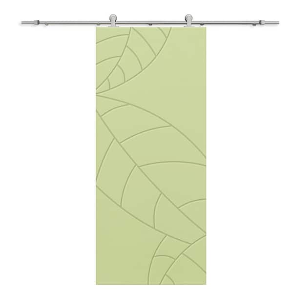 CALHOME 30 in. x 80 in. Sage Green Stained Composite MDF Paneled Interior Sliding Barn Door with Hardware Kit