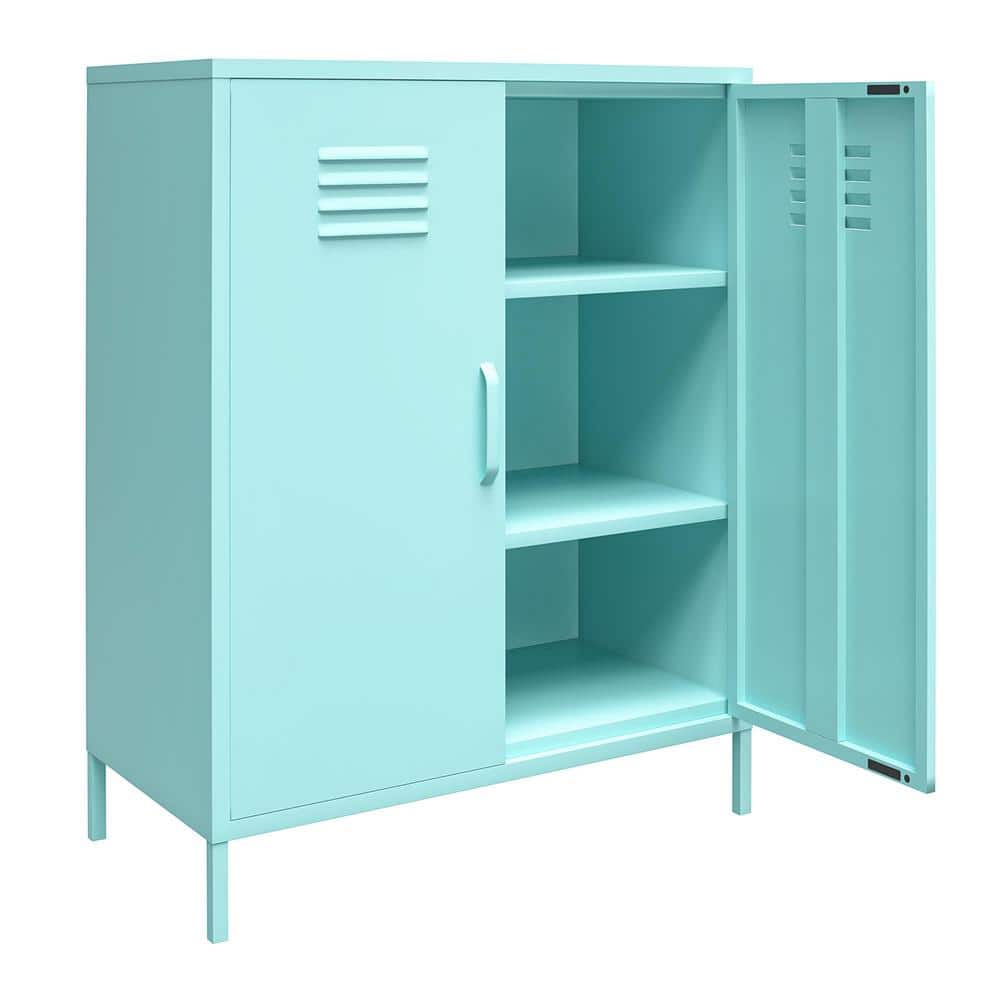 Mint Metal Locker Style Storage Cabinet with Adjustable Shelving