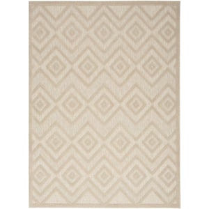 Versatile Cream 6 ft. x 9 ft. Diamond Contemporary Indoor/Outdoor Area Rug