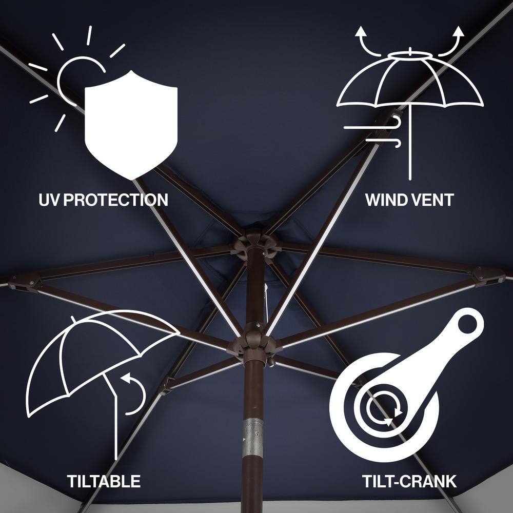 Spencer 9 ft. Coral Pink and White Solar LED Market Patio Umbrella with Aluminum Frame