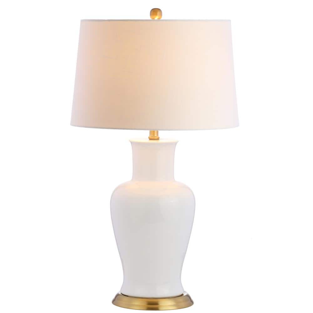 Julian 29" White Ceramic Table Lamp with Gold Accents